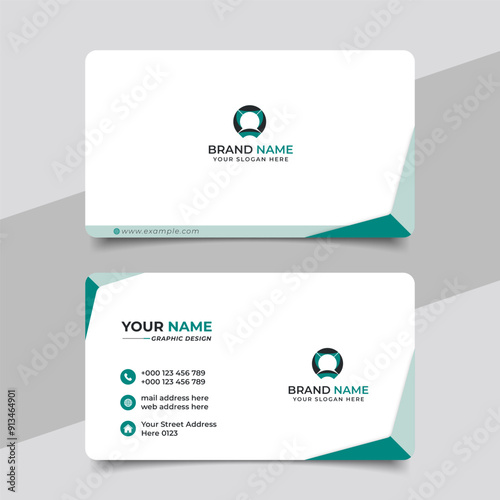 Creative modern green business card design, name card corporate visiting card and simple clean template vector design