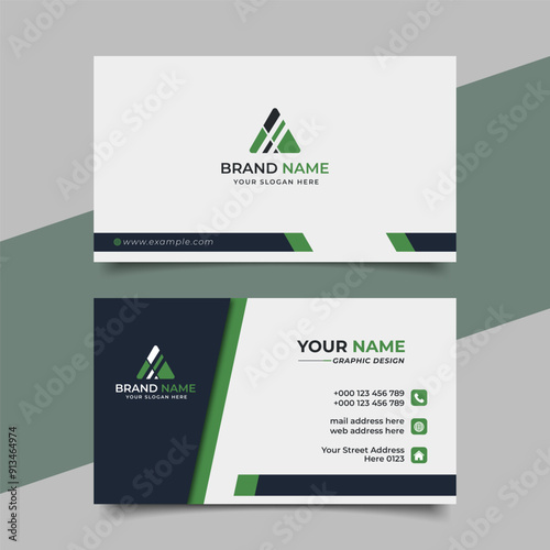 Creative modern green business card design, name card corporate visiting card and simple clean template vector design