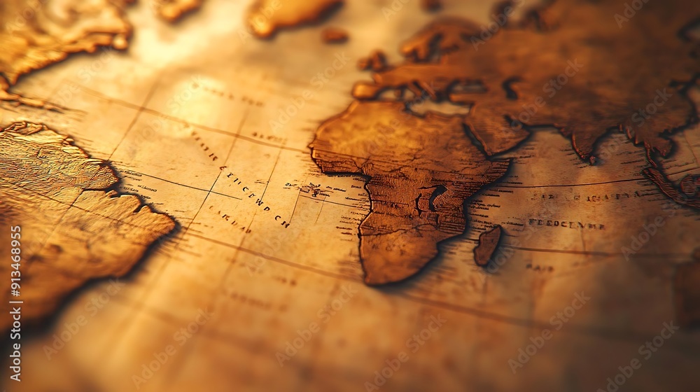 Closeup of Africa on an Old World Map - Vintage Travel Illustration Closeup of Africa on an Old World Map - Vintage Travel Illustration