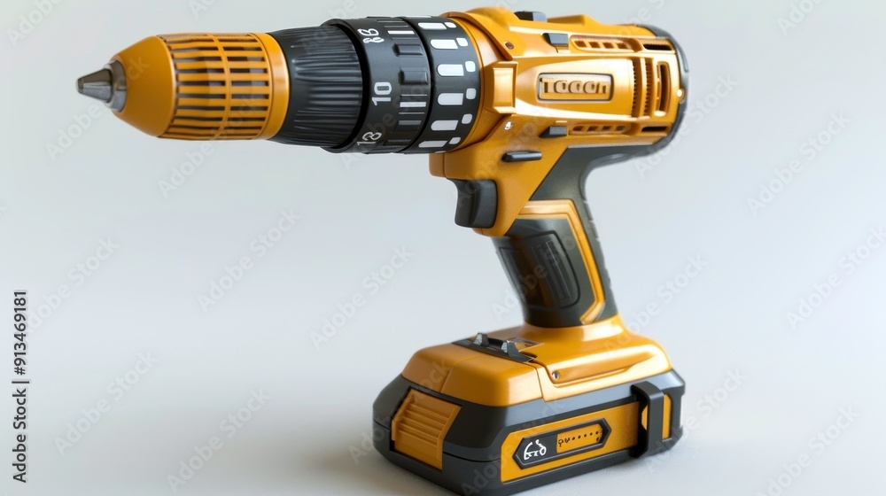 Power drill, 3D illustration, realistic, isolated on white background Power drill, 3D illustration, realistic, isolated on white background