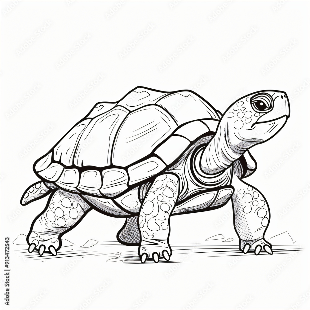 Fototapeta premium Cartoon of a Turtle children coloring book page 