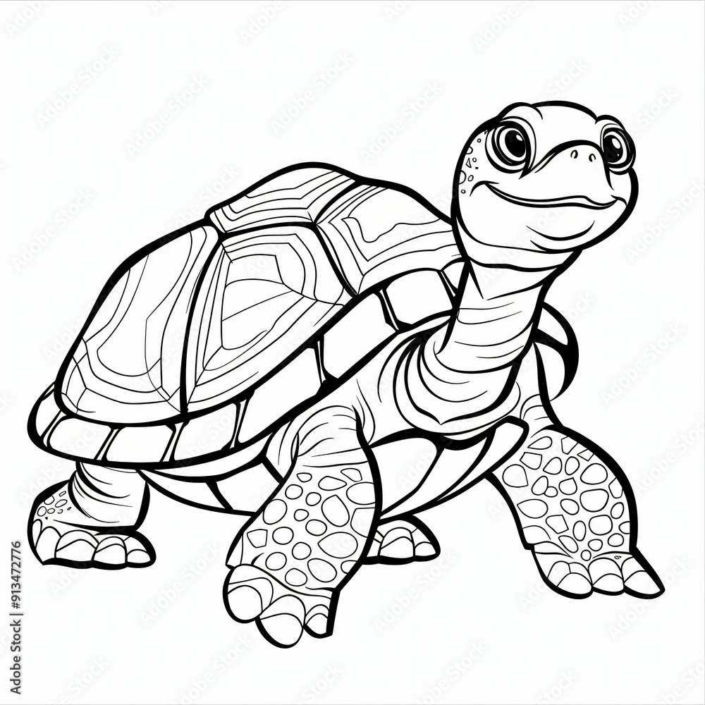 Fototapeta premium Cartoon of a Turtle children coloring book page 