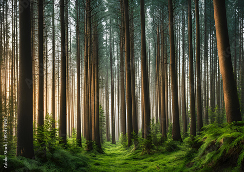 Fototapeta Naklejka Na Ścianę i Meble -  Green trees are isolated against a white background. A forest of foliage in summer, with a row of trees and shrubs.