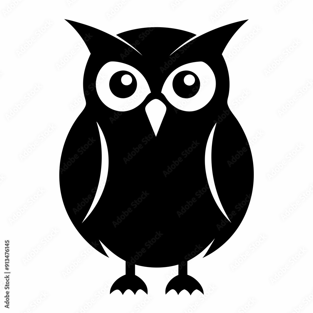 Fototapeta premium Owl on a branch isolated on white, owl vector illustration, bird on a branch vector art, owl silhouette, bird vector icon, owl on a branch vector, eps, owl on a branch cartoon