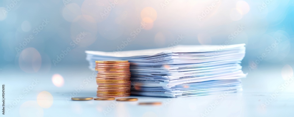 Financial prosperity, bills, and transaction logs, flat design illustration