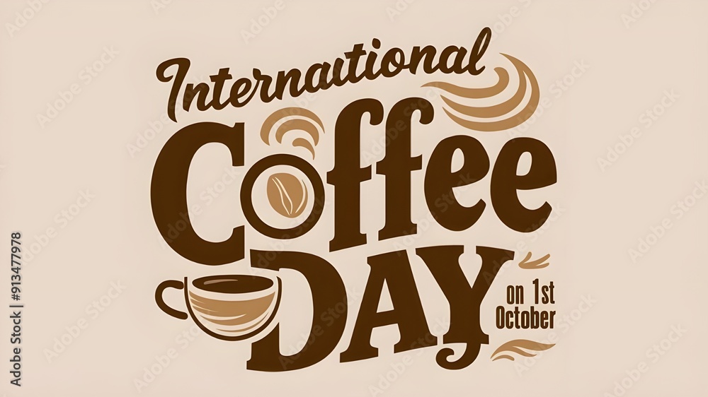 Elegant International Coffee Day Logo Design for Celebrating Coffee Culture Worldwide