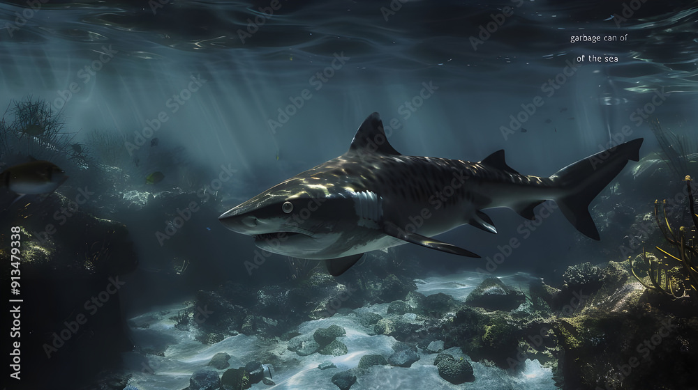 Fototapeta premium Tiger Shark in the Depths.