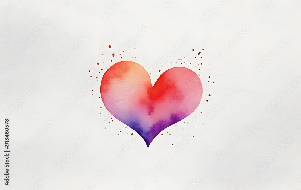 Watercolor Heart with Splashes. Watercolor Heart with Splashes.