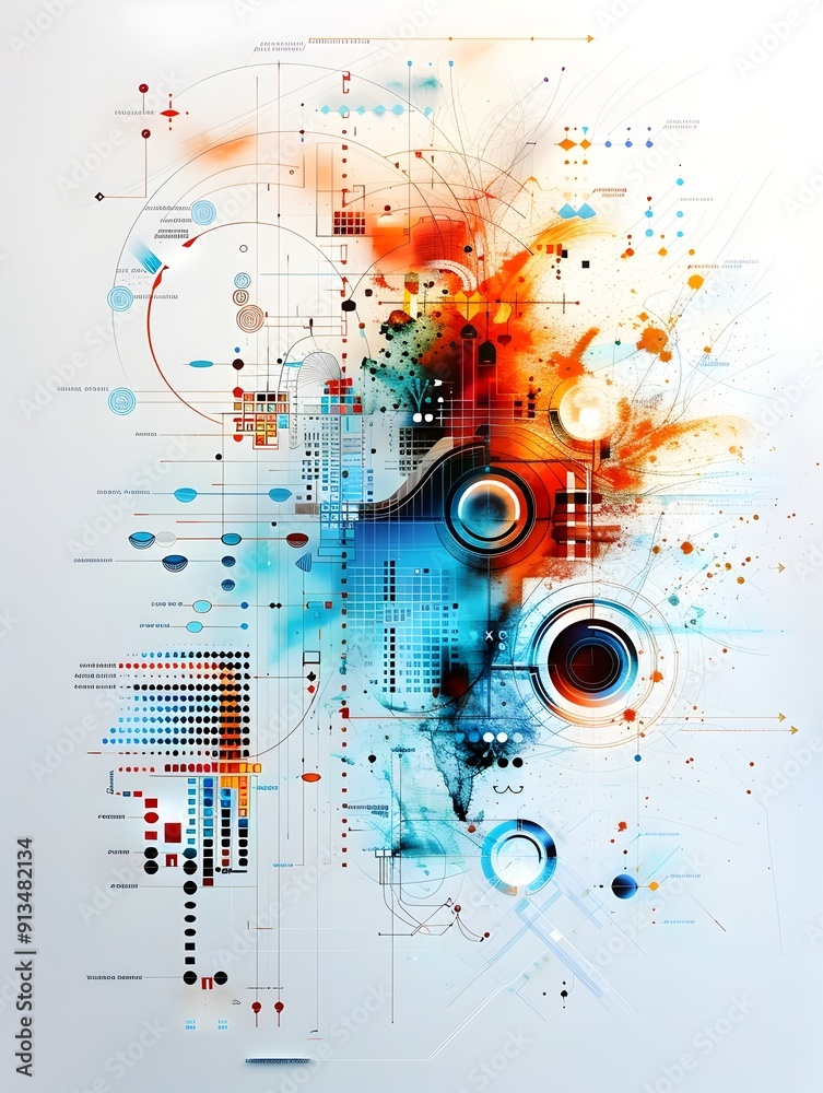 Abstract Digital Art with Red and Blue Circles Abstract Digital Art with Red and Blue Circles