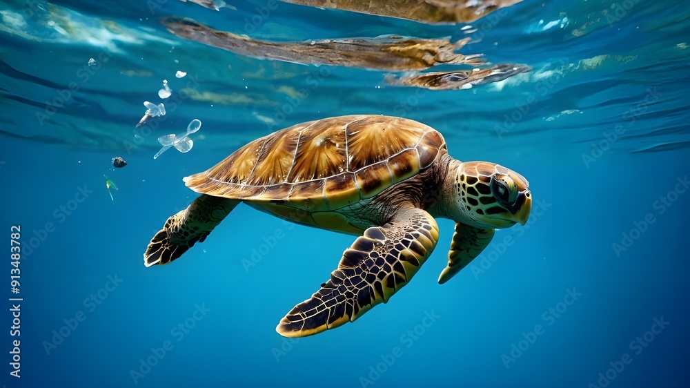 Fototapeta premium green sea turtle swimming