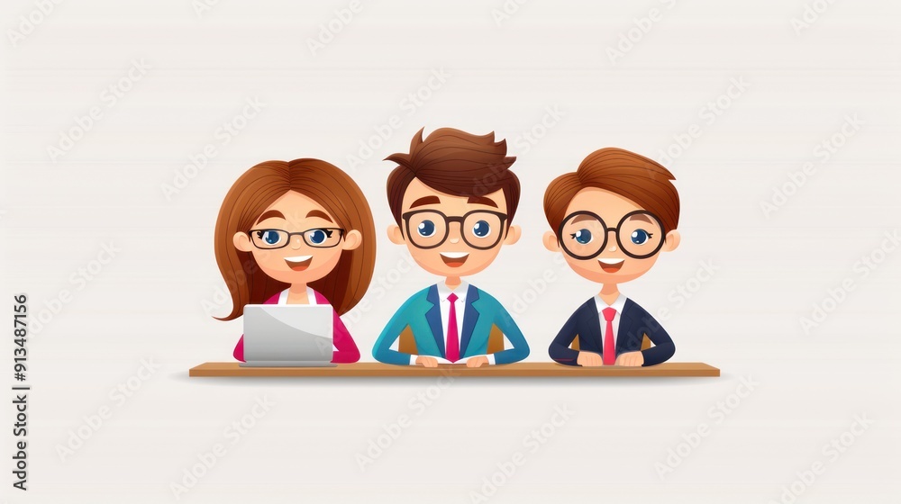 Strategic planning, executives sharing strategies, flat design Strategic planning, executives sharing strategies, flat design