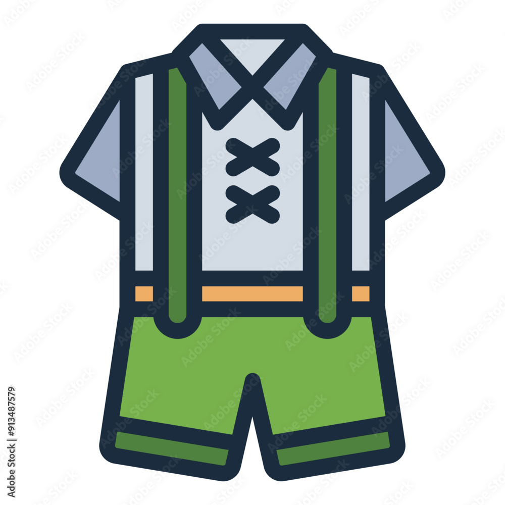 Lederhosen icon for traditional German clothes. Lederhosen icon for traditional German clothes.
