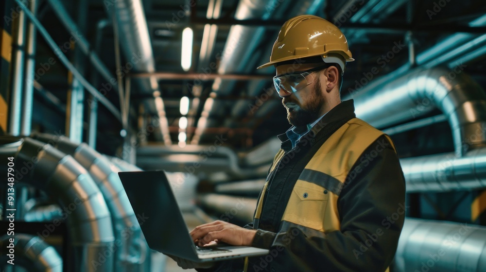 Engineer working with laptop Engineer working with laptop