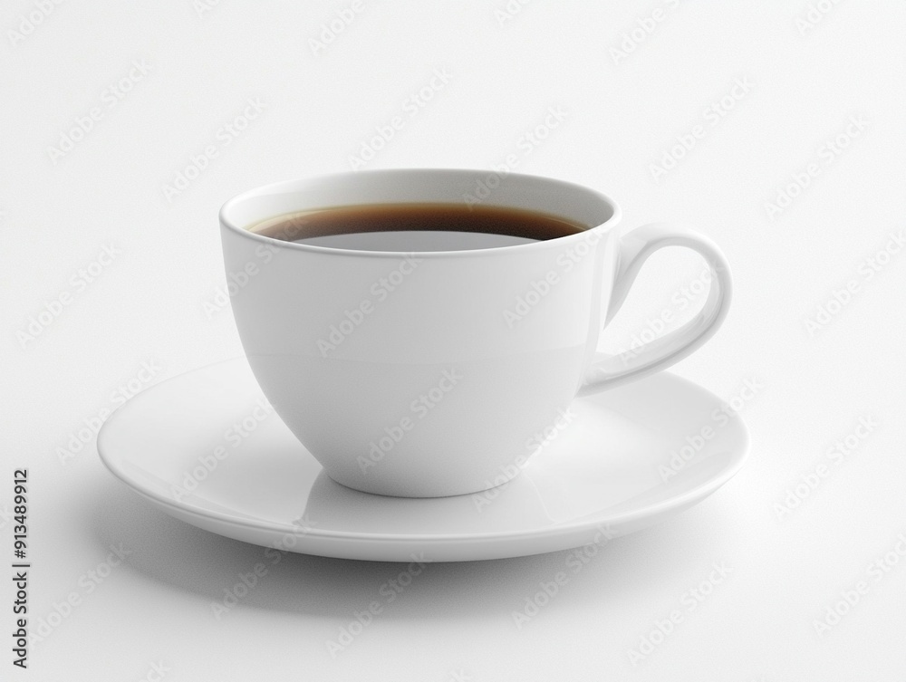A white coffee cup with a saucer on a white background A white coffee cup with a saucer on a white background