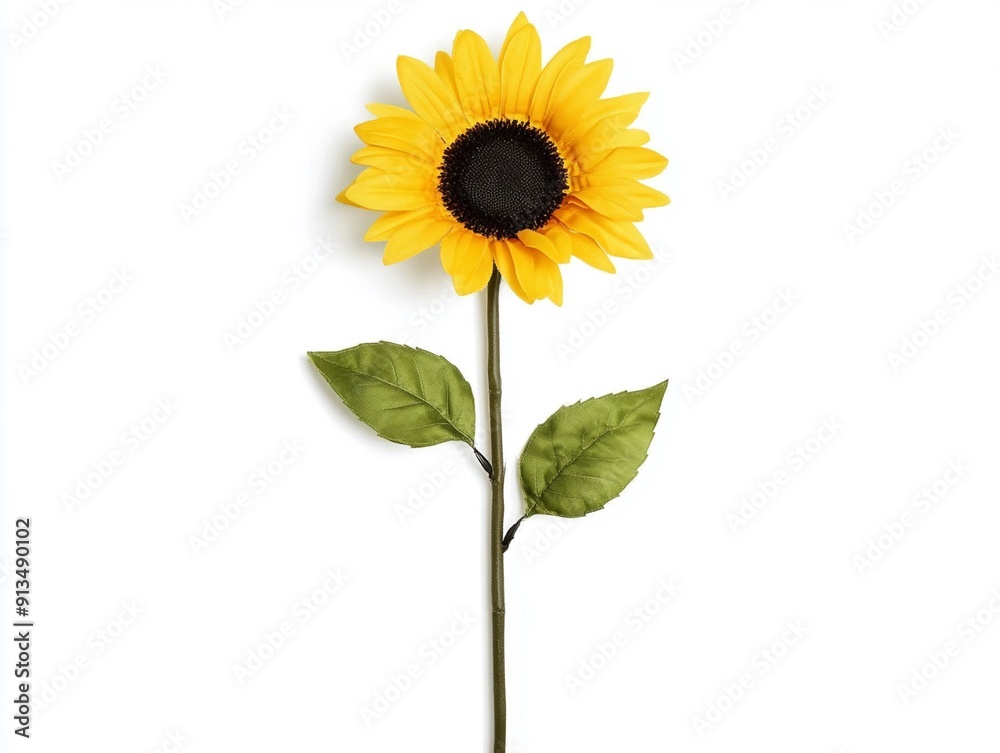 Obraz premium A single yellow sunflower on a white background