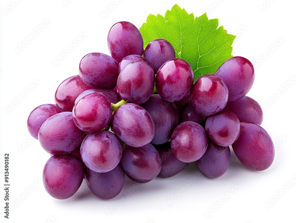 Fototapeta premium A purple grape cluster on a white background
