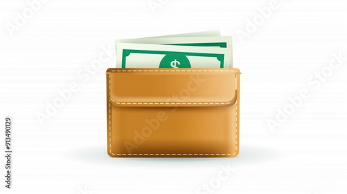 Wallet with diverse currencies, exchange symbol, prosperity, flat design illustration