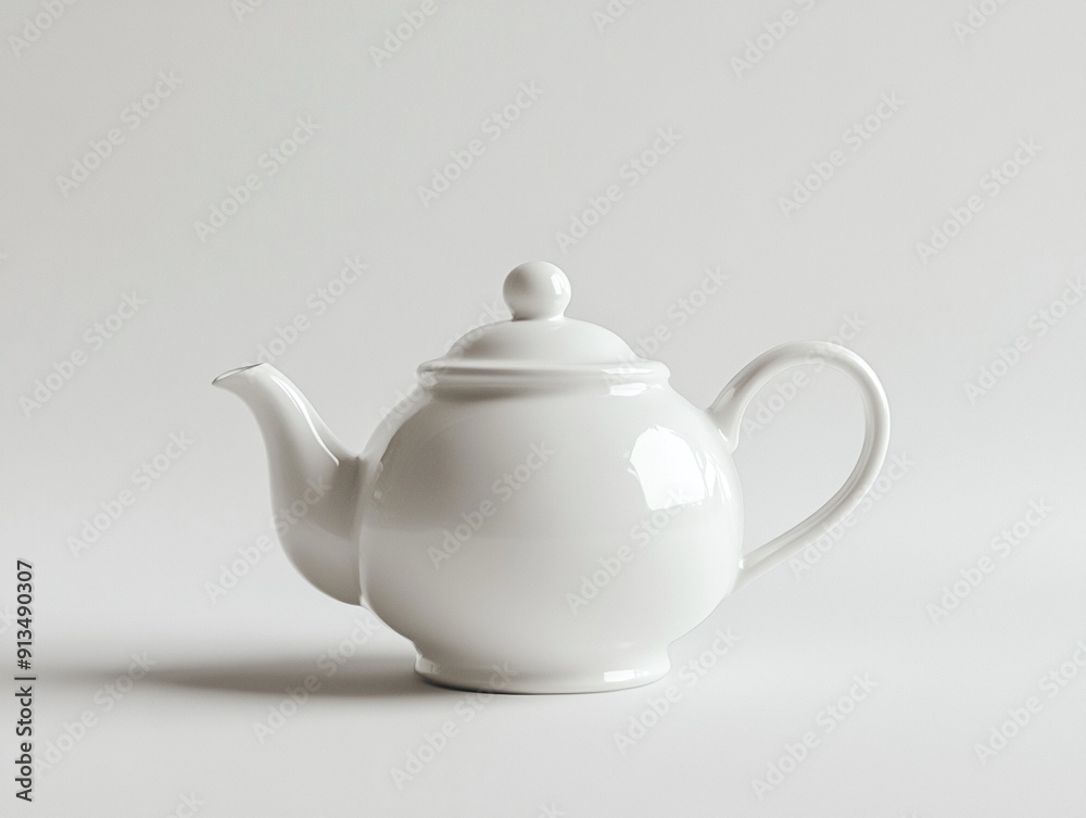 A white porcelain teapot on a white background A white porcelain teapot on a white background