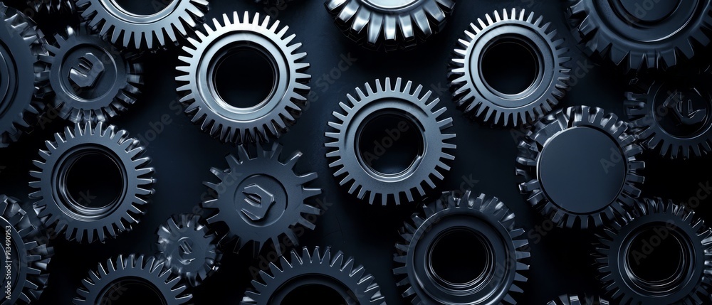 overlay of gear teeth, on black background, Generative AI 