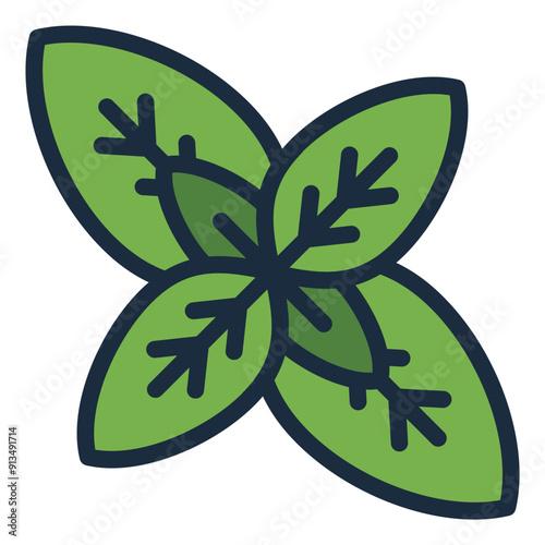 Basil leaves herb food icon