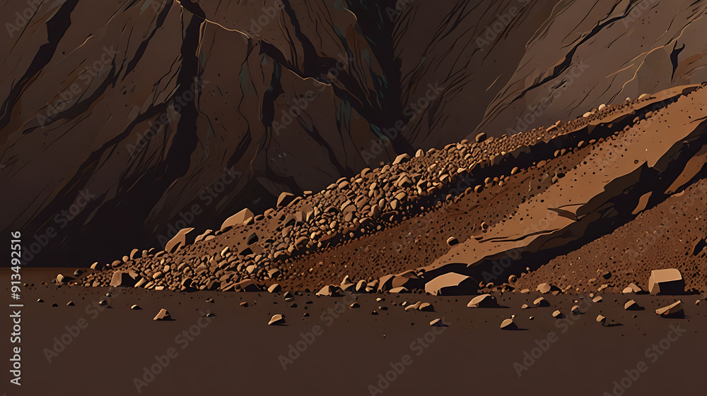 Vector Art of a Landslide with Rock Debris and Sliding Soil ...