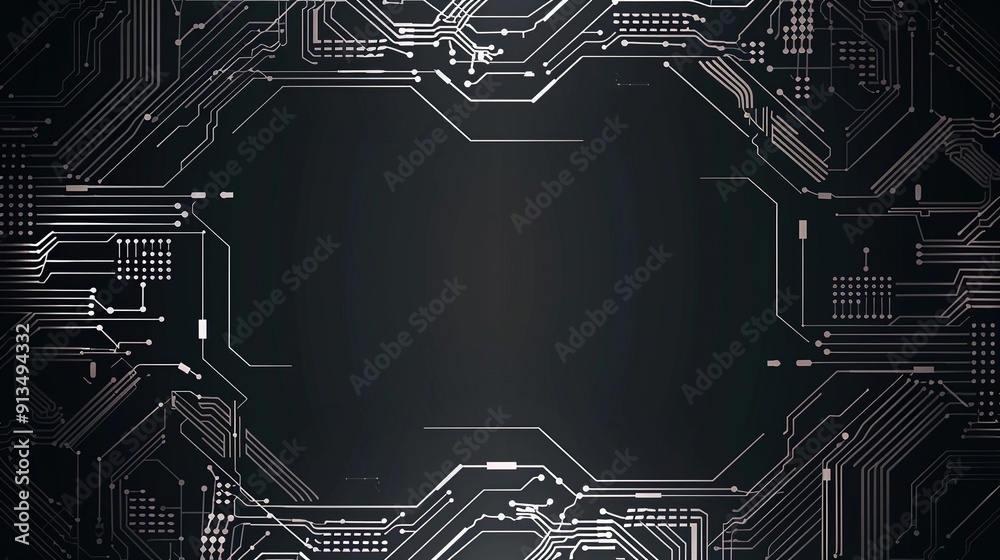 Abstract circuit board background with white lines and black background. Abstract circuit board background with white lines and black background.