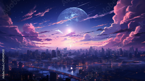 Lofi Cityscape: Atmospheric Wallpaper Background