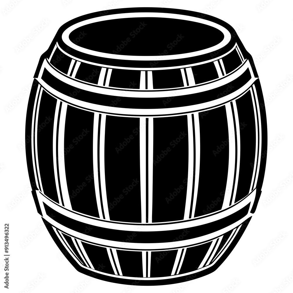 Vector illustration of Wooden barrel on a white background Vector illustration of Wooden barrel on a white background