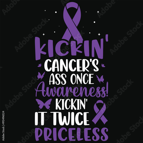 Kickin cancer's ass once pancreatic cancer awareness typography tshirt design