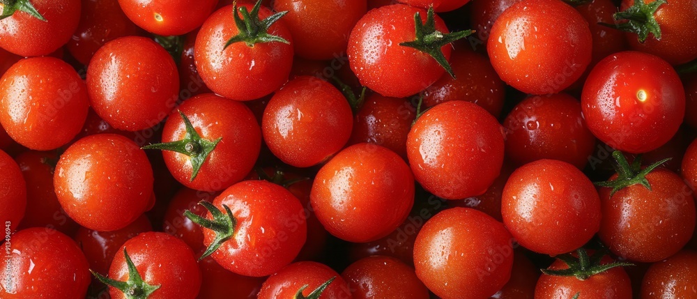 Fresh Cherry Tomatoes Gathered After Rainfall in a Vibrant Garden During Late Summer Harvest Fresh Cherry Tomatoes Gathered After Rainfall in a Vibrant Garden During Late Summer Harvest