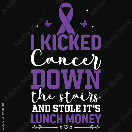 I kicked cancer down pancreatic cancer awareness typography tshirt design