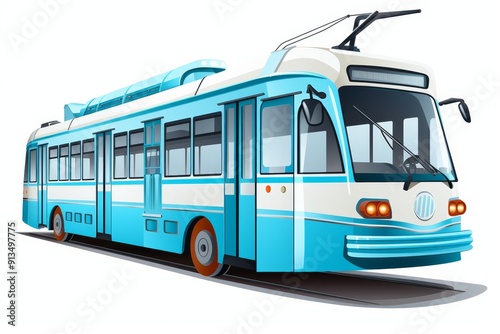 Isolated trolleybus and tram on white background for transportation and urban vehicle enthusiasts