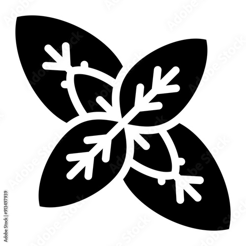 Basil leaves herb food icon
