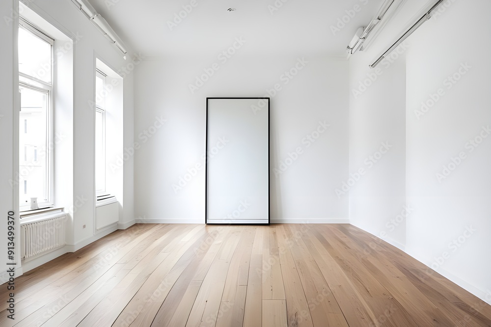 empty room with white wall and empty frame empty room with white wall and empty frame