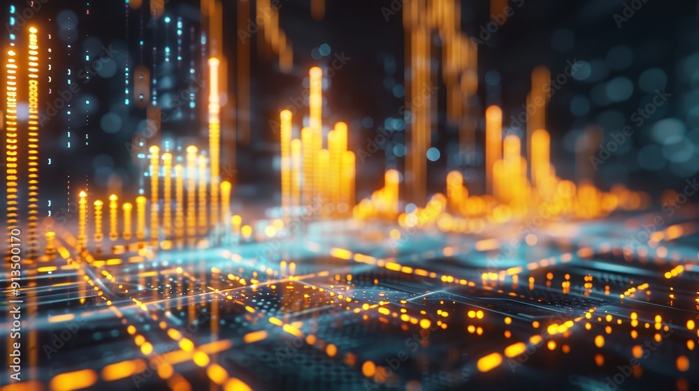 Fototapeta premium Abstract Digital Data Visualization with Neon Lights