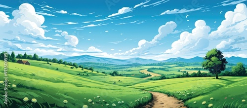 草原　自然　風景　空