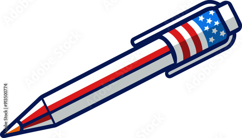 Pen with American flag illustration