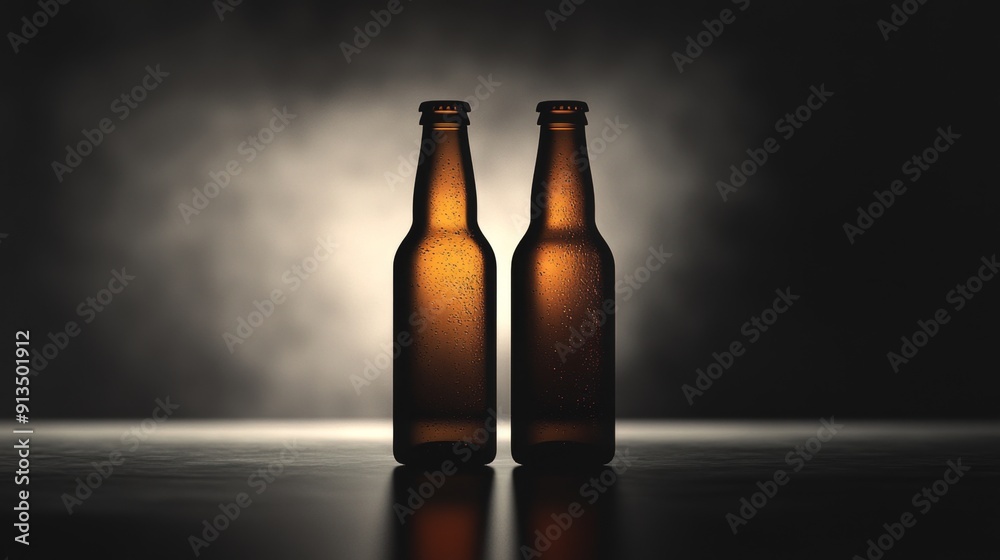 Shadows of Brew: Abstract Beer Bottle Silhouettes in Minimalist Style Shadows of Brew: Abstract Beer Bottle Silhouettes in Minimalist Style