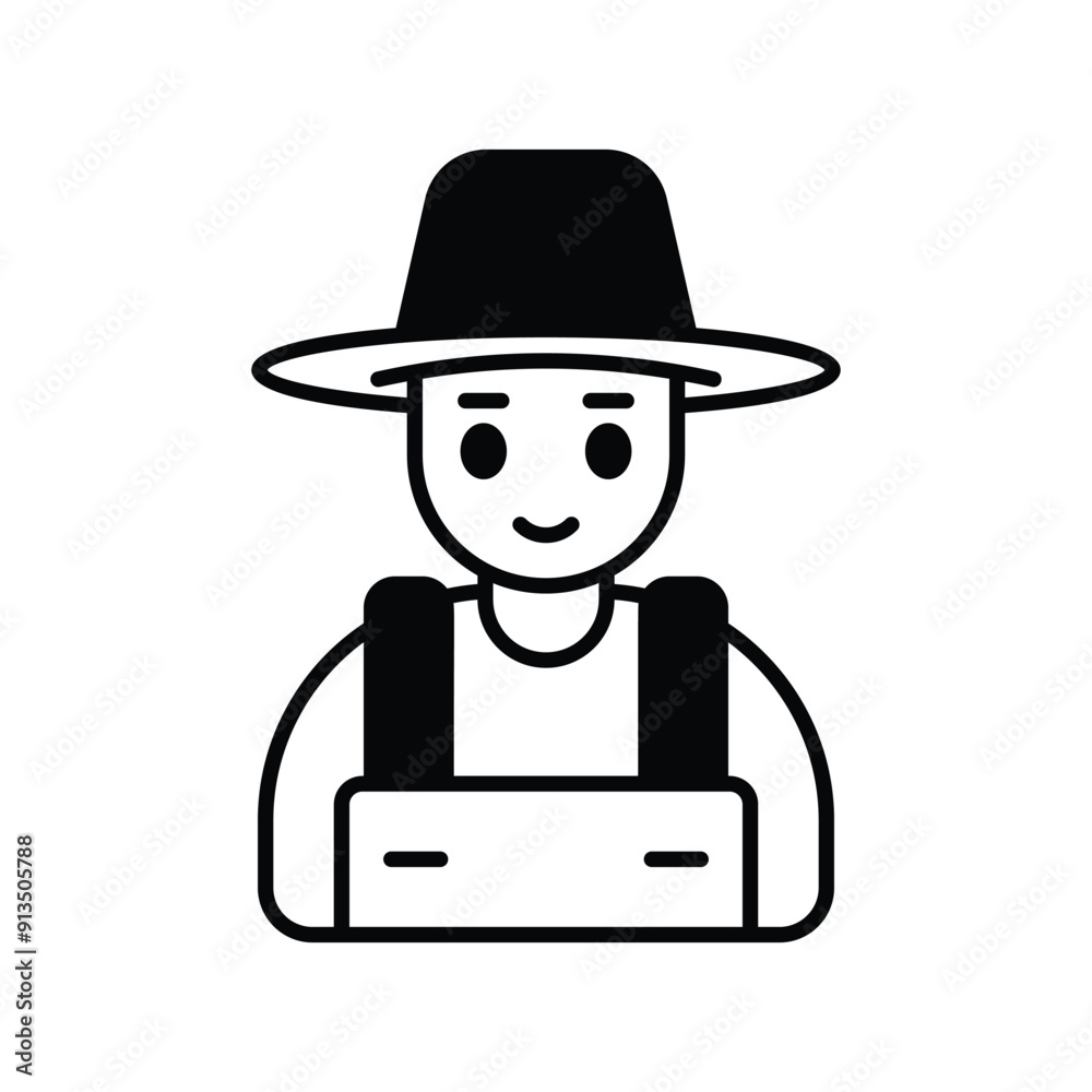 farmer glyph icon with white background vector stock illustration farmer glyph icon with white background vector stock illustration