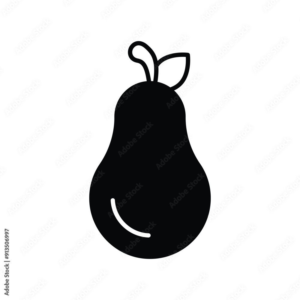 pear glyph icon with white background vector stock illustration pear glyph icon with white background vector stock illustration