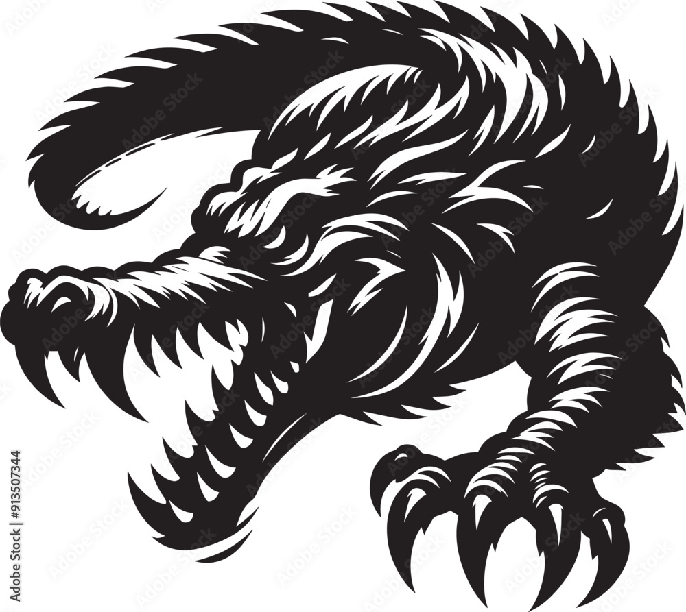 Fototapeta premium Crocodile Silhouette isolated on white background Minimalist crocodile vector shape