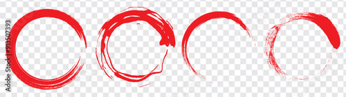 Black & Red Zen Circle Brush Logo, Sign, Icon Vector Design Illustration. Circle Brush Zen, Enzo Logo, Sign, Icon Set Vector Illustration Template. Eps 10.