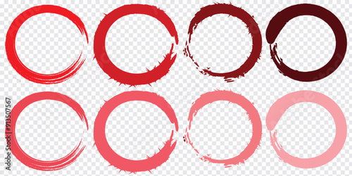 Black & Red Zen Circle Brush Logo, Sign, Icon Vector Design Illustration. Circle Brush Zen, Enzo Logo, Sign, Icon Set Vector Illustration Template. Eps 10.