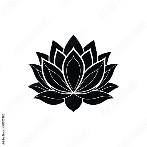 trendy modern silhouette lotus flower.