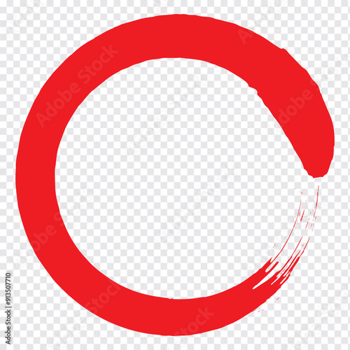 Black & Red Zen Circle Brush Logo, Sign, Icon Vector Design Illustration. Circle Brush Zen, Enzo Logo, Sign, Icon Set Vector Illustration Template. Eps 10.