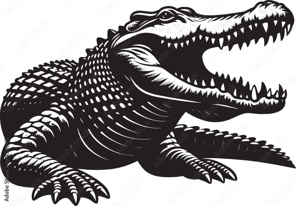Crocodile Silhouette isolated on white background Minimalist crocodile vector shape