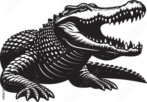 Crocodile Silhouette isolated on white background Minimalist crocodile vector shape