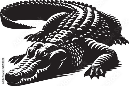 Crocodile Silhouette isolated on white background Minimalist crocodile vector shape