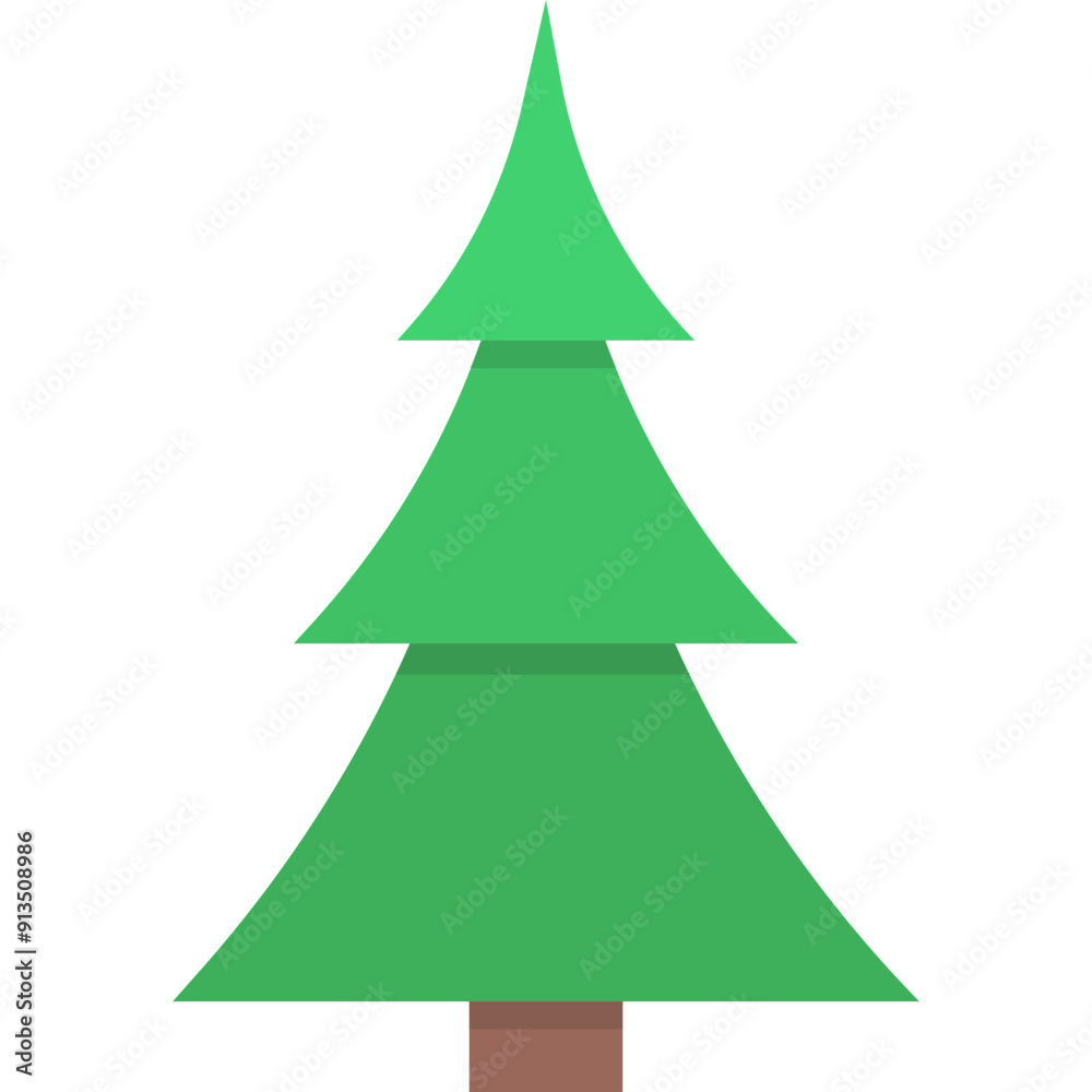 Fototapeta premium Christmas Tree, Winter Tree for Holiday Xmas and New Year. Vector Flat Icon