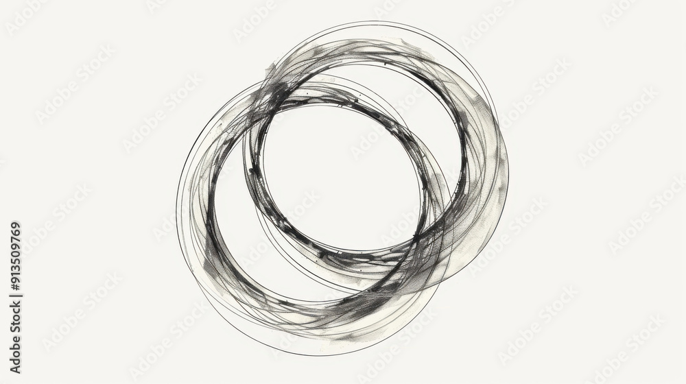Transparent background featuring an ink drawing of two circles overlapping to create one large circle. Perfect for graphic design projects, abstract art, and minimalistic visual elements. Transparent background featuring an ink drawing of two circles overlapping to create one large circle. Perfect for graphic design projects, abstract art, and minimalistic visual elements.